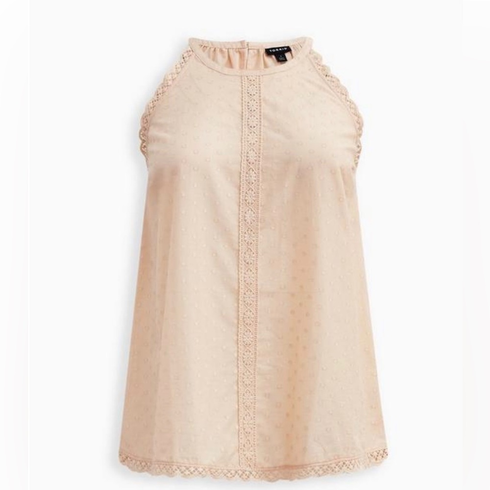 Torrid-Goddess Neck Tank - Cotton Clip Dot Sand size 00-M/L-10 women’s.